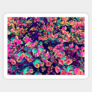 Pink Green and Purple Abstract Flowers Sticker